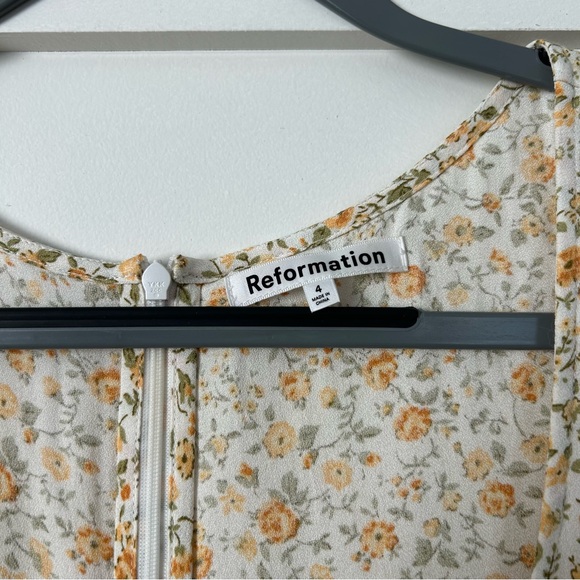 Reformation Noha Floral Mini Dress Yellow Size 4 - Picture 4 of 9